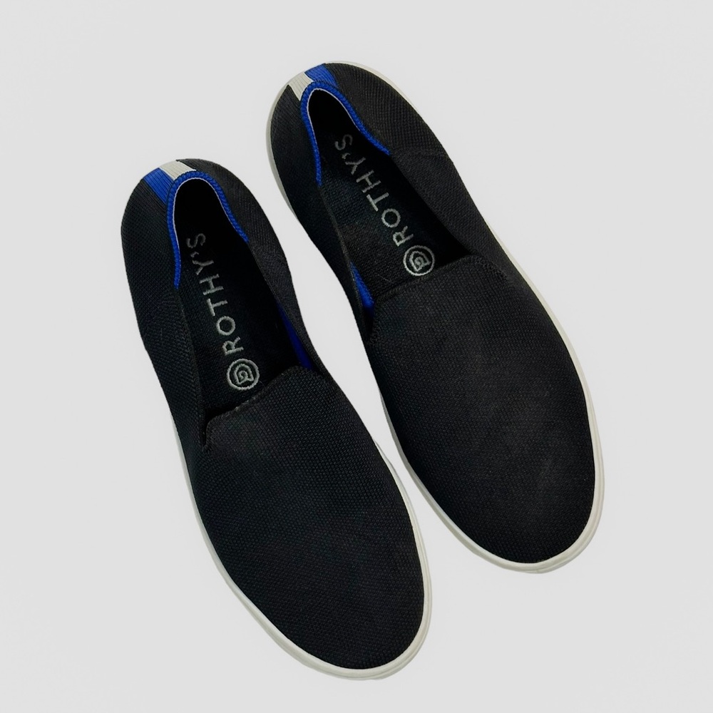 Rothy's The Original Slip On Sneaker Black Comfort Shoes Size 7.5 Fabric Casual